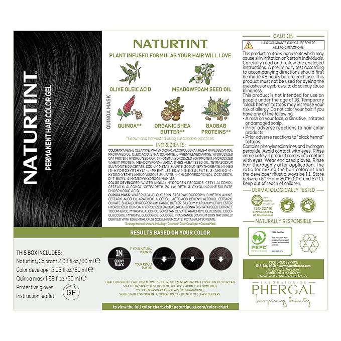 Naturtint 1N Ebony Black Permanent Hair Color (Pack of 1), Ammonia Free, Vegan, Cruelty Free, up to 100% Gray Coverage, Long Lasting Results (Packaging may vary)-VivaGrace Women