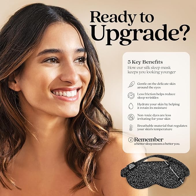 Pure Silk Sleep Mask [100% 6A Mulberry Silk, 22 Momme] Light Blocking Travel Essentials. Eye Masks for Sleeping. Black Oeko-Tex Blindfold. Eye Covers for Men & Women-VivaGrace Women