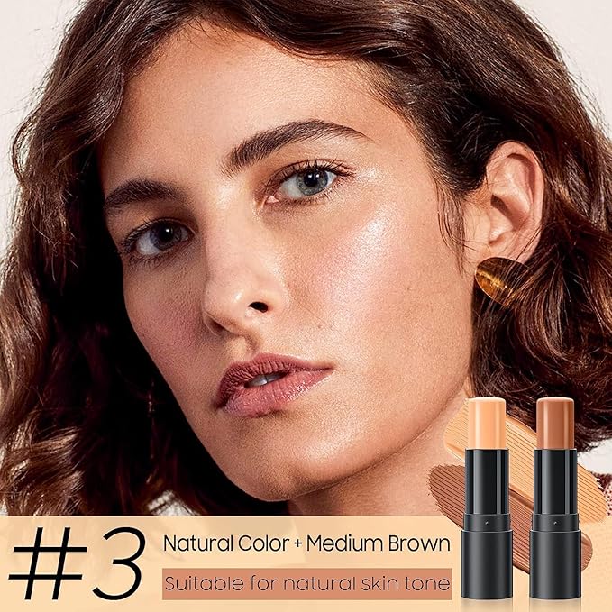 2023 Upgrade Contour Stick, 2 Colors Double-end Contour Highlighter Stick Contour Stick Face Highlighter Contour Makeup Contouring Sticks Cream Concealer (Natural, Netural Coffee)-VivaGrace Women