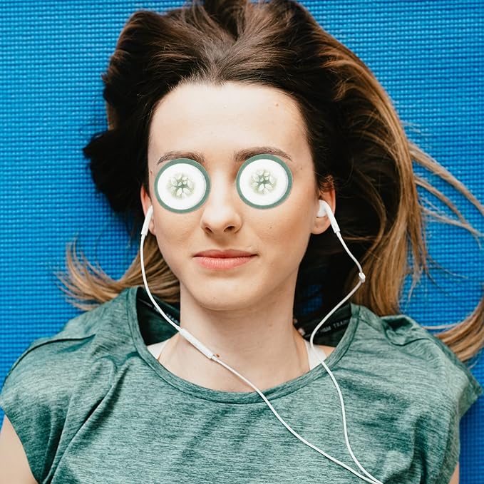 Mobestech Cucumber Eye Pads 100 Pads Non-woven Eye Soothing Spa Cooling Eye Patches with Fruit Vegetable Extracts for Eyes Reduce Dark Circles-VivaGrace Women