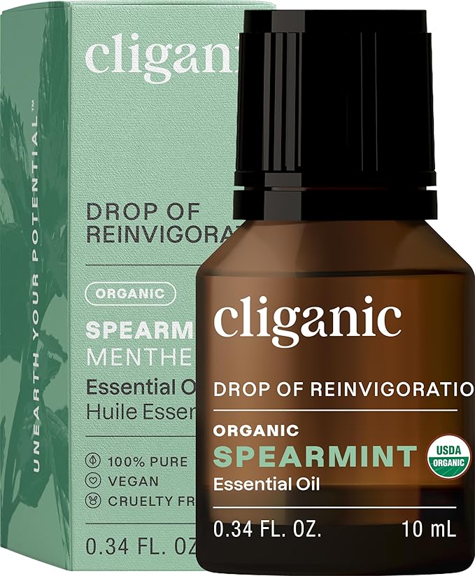 Cliganic USDA Organic Spearmint Essential Oil, 100% Pure Natural Undiluted, for Aromatherapy (10ml) | Non-GMO Verified (Packaging May Vary)-VivaGrace Women