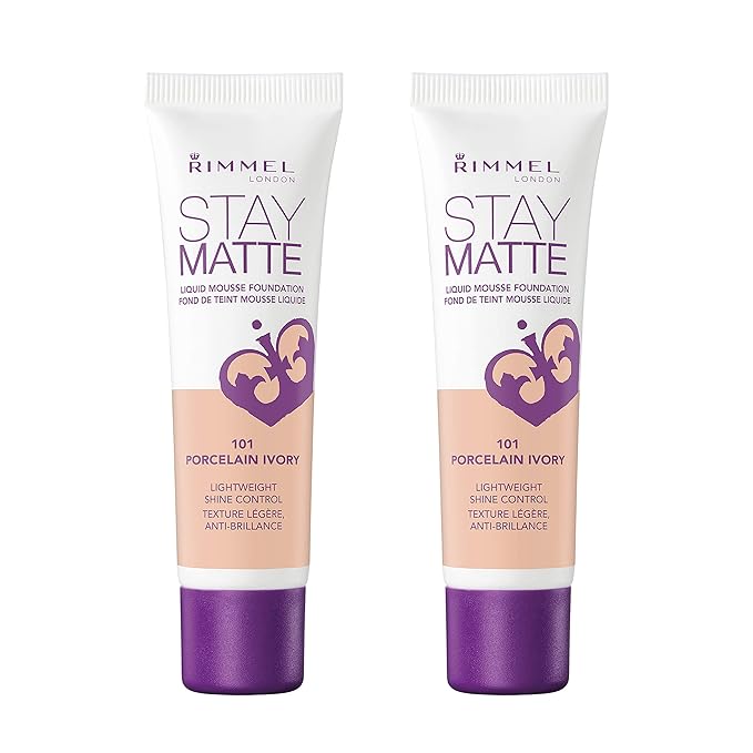 Rimmel, Stay Matte Foundation, Porcelain Ivory , 2 Count (Pack of 1)-VivaGrace Women