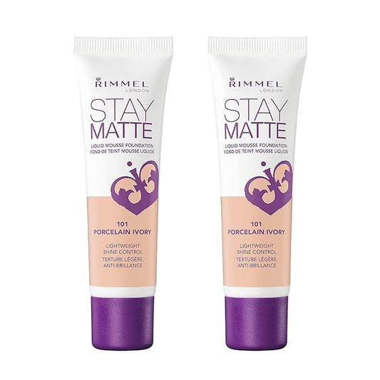Rimmel, Stay Matte Foundation, Porcelain Ivory , 2 Count (Pack of 1)-VivaGrace Women