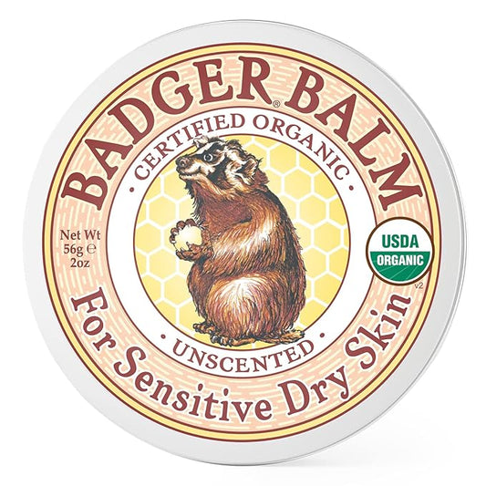 Badger - Unscented Dry Skin Balm, Sensitive Skin Balm, Moisturizing Balm for Dry Cracked Skin, Unscented Balm, Skin Moisturizer Balm, 2 oz-VivaGrace Women