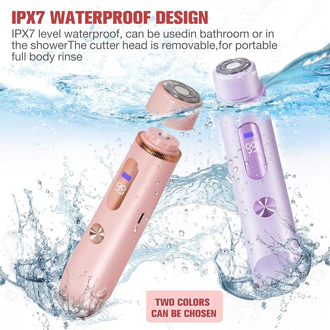 Bikini Trimmer for Women Electric Razors for Women Women's Electric Razor 2 in 1 Shaver Pubic Hair Trimmer Ipx7 Waterproof Wet Dry Use Bikini Shaver for Ladies Pubic, Legs, Face, Underarms (Pink)-VivaGrace Women