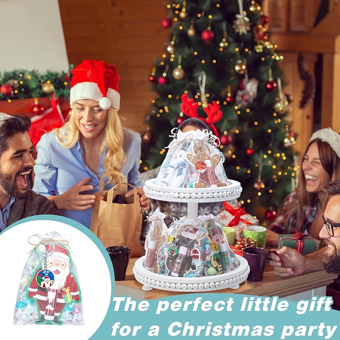 Henoyso 150 Pcs Christmas Favors 5 Styles Lip Balm Bulk Moisturizing Lip Balms Acrylic Keychains with Organza Bags for Xmas Holiday Treat Gifts Women Christmas Stocking Stuffers Party Supplies-VivaGrace Women