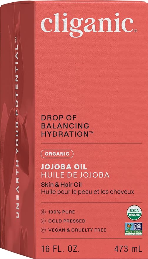 Cliganic Organic Jojoba Oil 16 oz, 100% Pure | Bulk, Natural Cold Pressed Unrefined Hexane Free for Hair & Face | Base Carrier Oil-VivaGrace Women