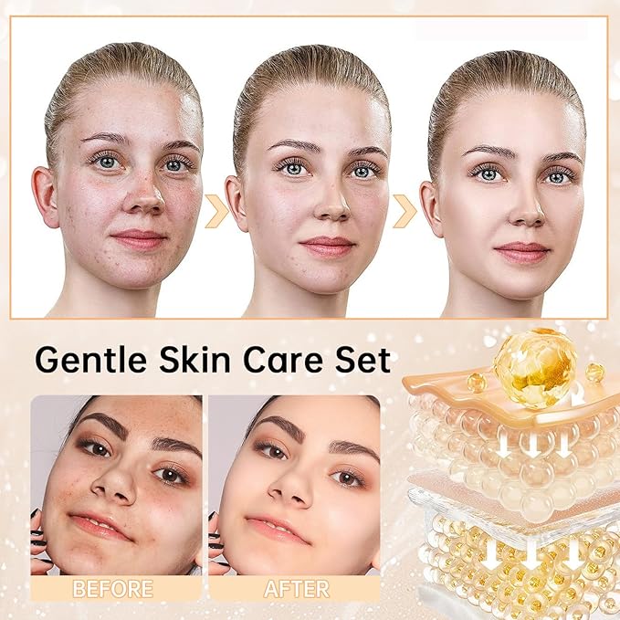 Rice Deep Nourishing Facial Care Set, 6Pcs Face Care Set for Women, Skin Care Set Includes Facial Cleanser, Toner, Lotion, Essence, Cream and Eye Cream.-VivaGrace Women