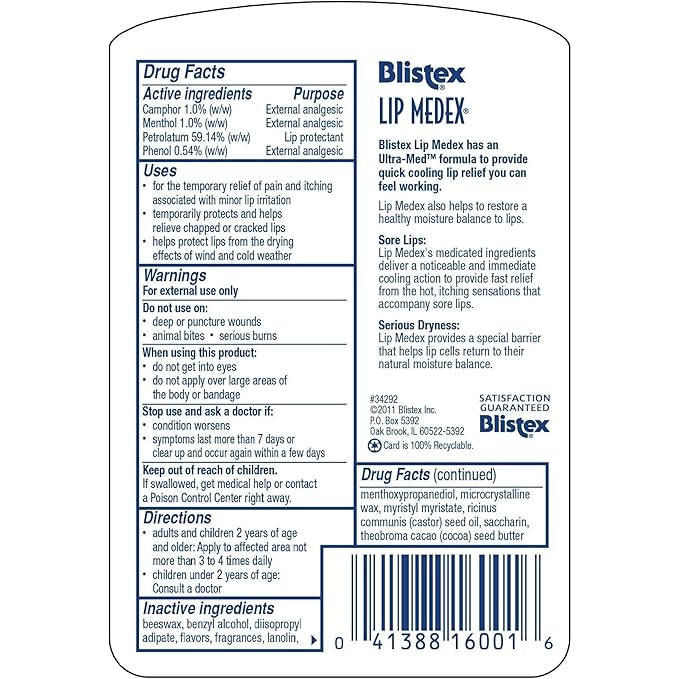 Blixtex Lip Medex Lip Protectant - Relieves Chapped and Sore Lips (2 Pack) (.25oz)-VivaGrace Women