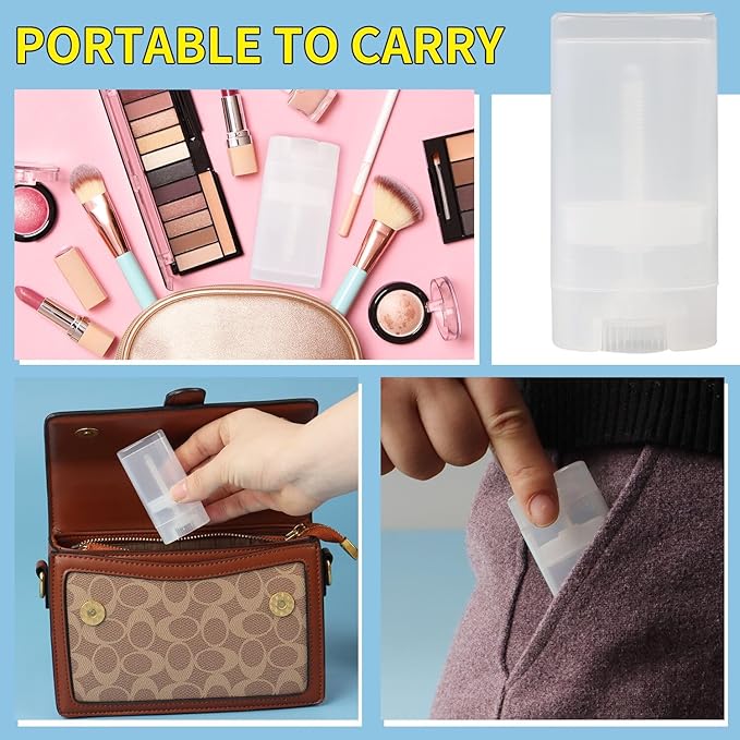Empty Oval Deodorant Lip Lipstick Balm Tubes Containers Plastic 20PCS 15ML Transparent (15ml, Transparent)-VivaGrace Women