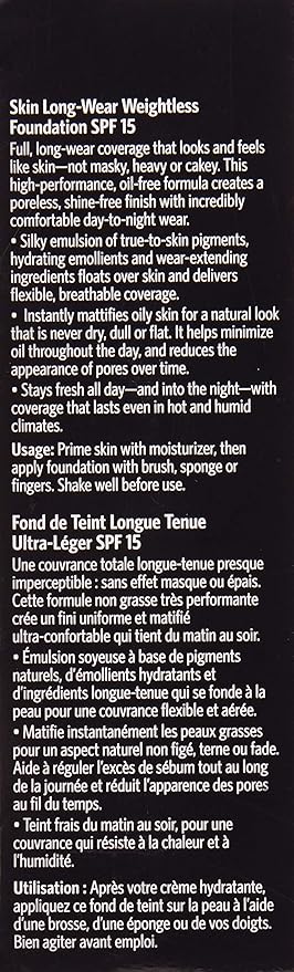 Bobbi Brown Skin Long-Wear Weightless Foundation SPF 15-1 Warm Ivory Women 1 oz-VivaGrace Women