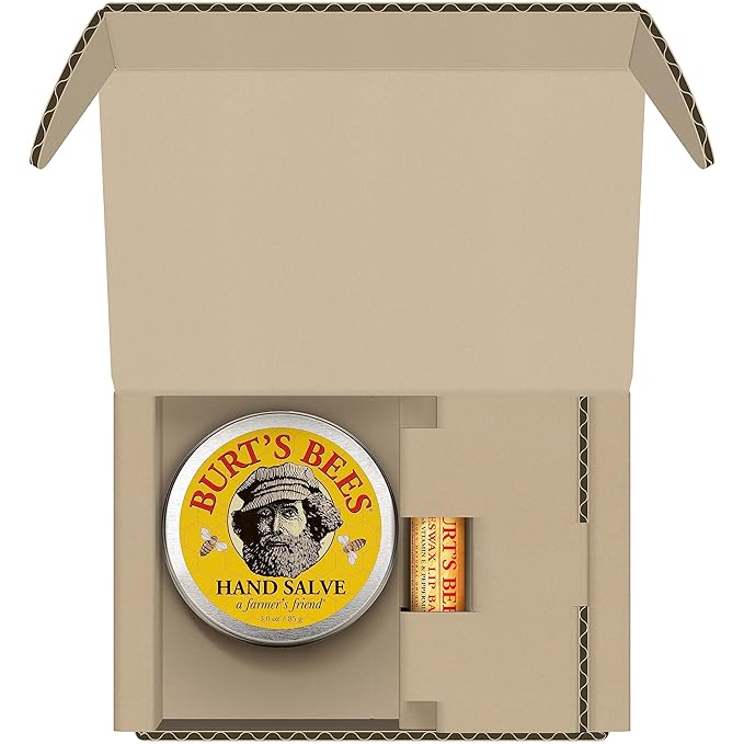 Burt's Bees Hand Salve and Moisturizing Lip Balm for Dry Skin and Chapped Lips, Classic, Natural Origin Skincare, 3 oz./0.15 oz.-VivaGrace Women