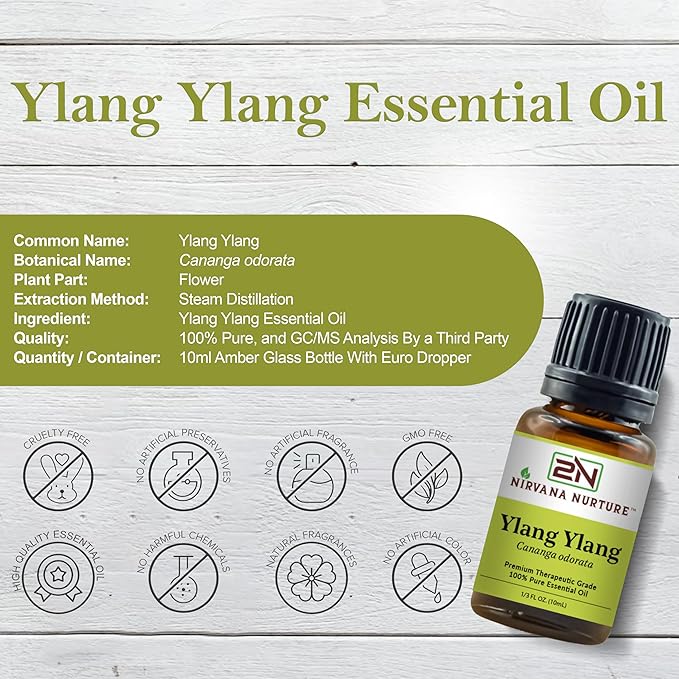 Ylang Ylang Essential Oil 100% Pure Premium Therapeutic Grade, Undiluted - Aromatherapy Diffuser for Calm and Relaxation, Skin Care, Hair Care-VivaGrace Women