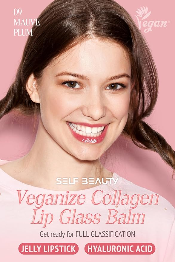 Veganize Collagen Lip Glass Balm | Hydrating Lip Balm in 9 Vibrant Colors | Moisturizing Lip Care Infused with Collagen Jelly Magic | No Animal Trial Lip Balm 0.06 oz (No. 9 Mauve Plum)-VivaGrace Women