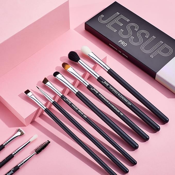 Jessup Eye Makeup Brushes 10 pcs, Premium Synthetic Eyeshadow Blending Concealer Eyebrow Eyeliner Brush Set T315-VivaGrace Women