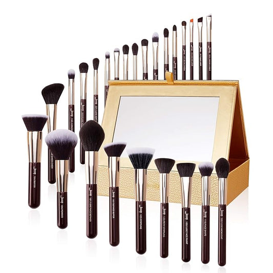 Jessup Makeup Brushes Set Professional Makeup Brush Eyeshadow Blending Powder Foundation Blusher Concealer 25pcs with Cosmetics Storage Box, Zinfandel T285-VivaGrace Women