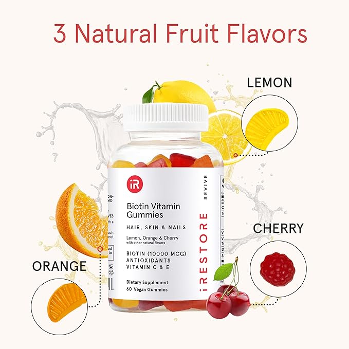 iRestore Hair Gummy Vitamins, Vegan Biotin Gummies for Hair Skin and Nails, Hair Growth Gummies for Women & Men, Biotin 10,000mcg, 3PK-VivaGrace Women