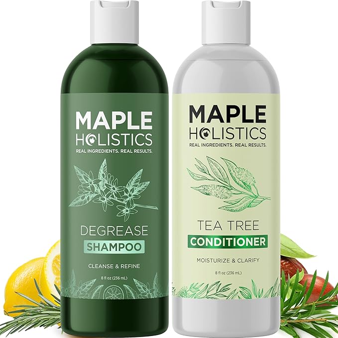 Shampoo and Conditioner for Oily Hair and Scalp - Sulfate and Paraben Free Shampoo and Conditioner Set for Oily Hair Care with Deep Cleansing Tea Tree Oil - Color Safe & Cruelty Free (8 Fl Oz)-VivaGrace Women