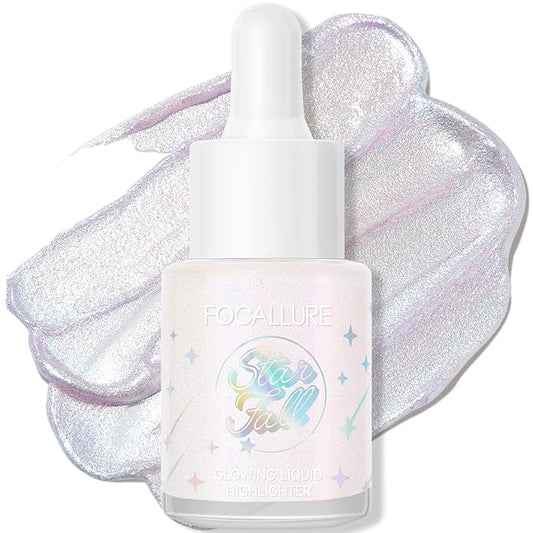 FOCALLURE Starfall Glowing Liquid Highlighter, Shimmering Body Oil, Non-Sticky Shimmer Liquid Luminizer, Non-Greasy, Face & Body Glitter Makeup for Costumes, Cosplay, Rave Festival, ORION-VivaGrace Women
