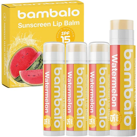 4-Pack Watermelon SPF 15 Lip Balm - Organic Ingredients, Broad Spectrum UVA/UVB Protection - Hydrating & Moisturizing, USA Made-VivaGrace Women
