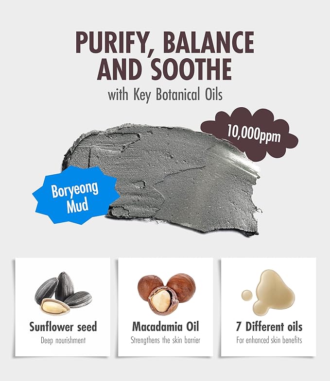 Deep Melting Mud Pore Cleansing Oil - Gentle Make Up Facial Oil Cleanser with Boryeong Mud, Sunflower Seed & 7 Fermented Oils - Vegan & Non-Comedogenic Korean Skincare (6.76 fl oz)-VivaGrace Women