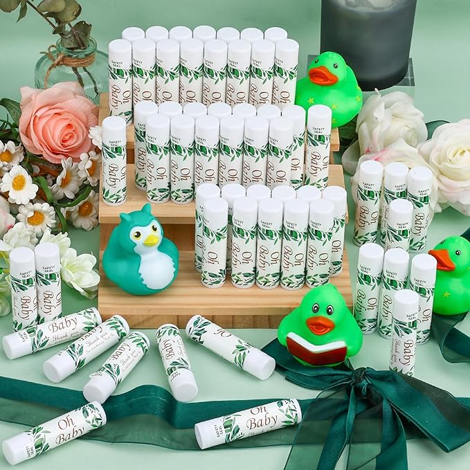 DMSKY 60 Pcs Baby Shower Favors, Lip Balms Bulk Gift for Guests, Boys Girls Games Neutral Gender Reveal Favors, Baby Shower Birthday Party Supplies Basket Gift Stuffers-VivaGrace Women