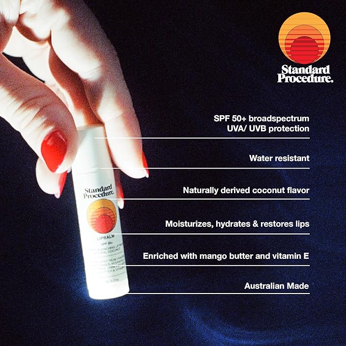 Standard Procedure. Lip Balm SPF 50+, Hydrating Lip Moisturizer For Dry & Cracked Lips, Waterproof, Mango Butter & Vitamin E, 0.17 oz-VivaGrace Women