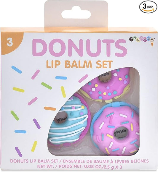 iscream Sprinkle Donuts Shaped Watermelon, Strawberry & Vanilla Scent Lip Balm Trio