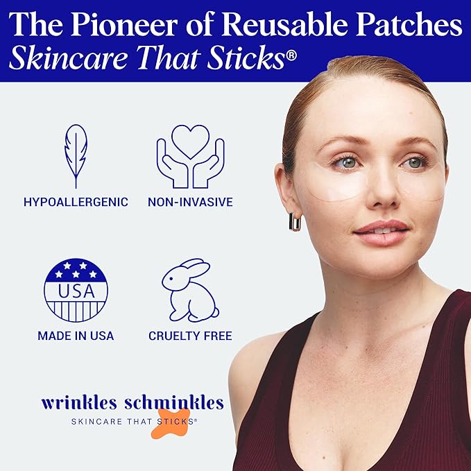 Wrinkles Schminkles Under Eye Wrinkle Starter Pack - Set of Reusable Under Eye Wrinkle Patches (3 pairs) + Silicone Patch Cleanser (2 oz) for Smoother Under Eyes & Fresh Look-VivaGrace Women