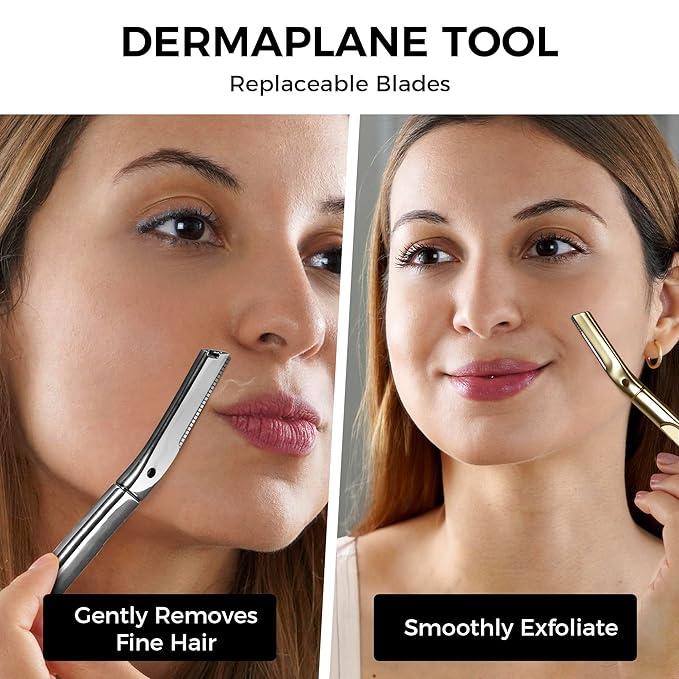 ZOMCHI Dermaplaning Razor Refills, Set of 10 Replacement Blades, Wide Distance, Metal, Plastic Free, Eyebrow Razor Blades-VivaGrace Women