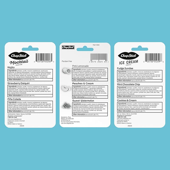 ChapStick Summer Variety Lip Balm Pack in Joyful Flavors- 0.15 Oz x 18 Sticks-VivaGrace Women