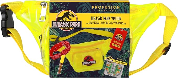 Profusion Cosmetics Jurassic Park Adventure Beauty Set - Experience the Thrills with the Jurassic Park Visitor Set - Face & Body Glow Gems, Chrome Liner, Collectors' Pass & Beauty Headband-VivaGrace Women