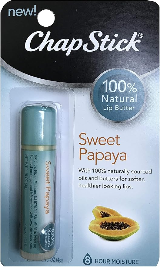 ChapStick 100% Natural Lip Butter Sweet Papaya 0.15 oz (Pack of 2)-VivaGrace Women