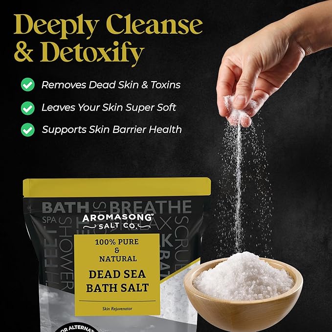 Aromasong Dead Sea Salt - Spa Bath Salt - Bulk 19 Lb Pack of 78 (1482 Lbs Total) Fine Grain - 100% Pure - Better Absorbing Than Epsom Salt - Soak for Women & Men for Skin Issues and Relaxation-VivaGrace Women