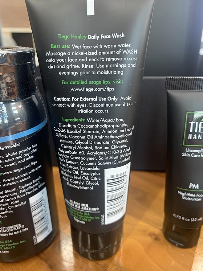 Tiege Hanley Mens Skin Care Gift Box Set, Gold - Men's Skincare Set with Face Wash, AM & PM Moisturizer, Scrub, Clay Mask, Body Wash, Deodorant, Anti Chafe Powder, Scrubber & Dopp Kit-VivaGrace Women