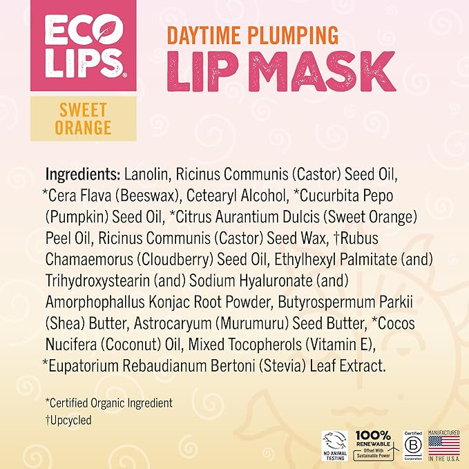 Eco Lips Daily Plumping Lip Mask with Hyaluronic Acid + Organic Vanilla Bean Sugar Lip Scrub 2-pack by Eco Lips 100% Natural. Made in USA-VivaGrace Women