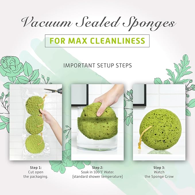 Spongentle Deep Cleansing Body Loofah Sponge, Natural Colors, for Bath and Shower, Multiple Textures for Gentle and Deep Exfoliation, Generous and Rich Lather, (Pack of 3)-VivaGrace Women