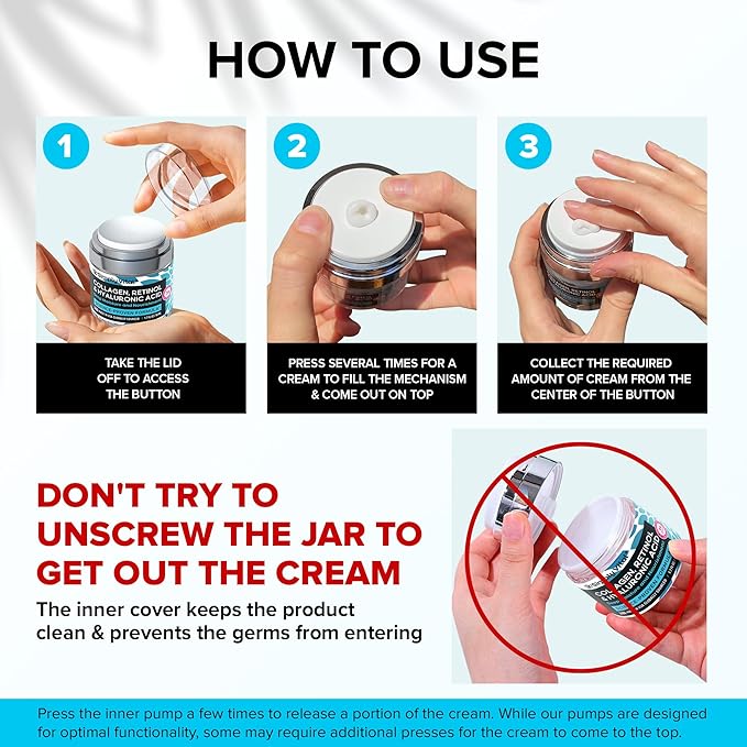 SimplyVital Collagen, Retinol & Hyaluronic Acid Cream - Anti-Aging Face Moisturizer for Face, Firming Skin Care Neck & Décolleté - Made in USA, Daily Moisturizer Face Cream Day & Night - 1.7 fl.oz.-VivaGrace Women