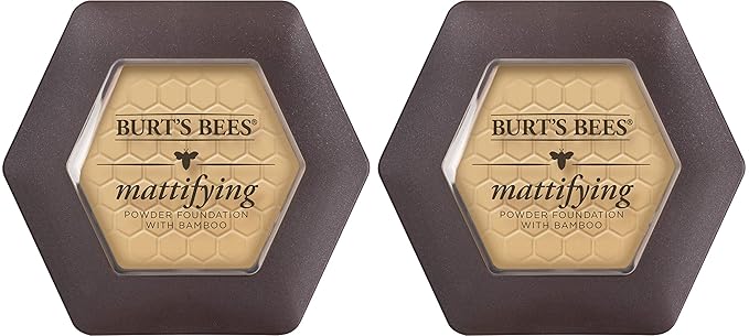 Burts Bees 100% Natural Mattifying Powder Foundation, Sand - 0.3 Ounce (Pack of 2)-VivaGrace Women