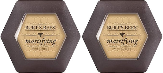 Burts Bees 100% Natural Mattifying Powder Foundation, Sand - 0.3 Ounce (Pack of 2)-VivaGrace Women