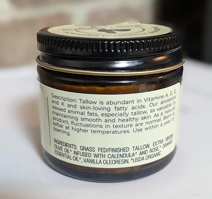 Handmade Whipped Tallow Balm (Vanilla Orange) - Organic Body Butter with Infused Olive Oil, for Eczema, Rosacea, Baby - 1.3 oz-VivaGrace Women