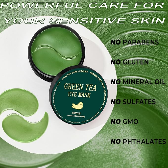 CCbeauty Under Eye Masks, Green Tea Collagen Eye Patches for Puffy Eyes, Dark Circles and Puffiness, Hydrating Mask Skincare, Gel Pads for Eye Bags and Wrinkles Under Eye Treatment,30pairs-VivaGrace Women