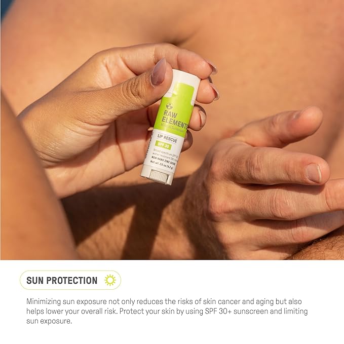Raw Elements Organic Outdoor Sunscreen Lip Balm Rescue - SPF 30, UVA-UVB Protection, Reef-Safe, Non-Nano Zinc, Water Resistant, 0.15 oz (Pack of 1)-VivaGrace Women