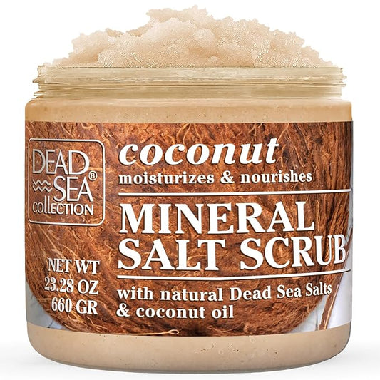 Dead Sea Collection Coconut Salt Scrub – Exfoliating Body Scrub for Women – Moisturizing and Nourishing Skin – with Pure Oils and Dead Sea Minerals (23.28 Oz)-VivaGrace Women