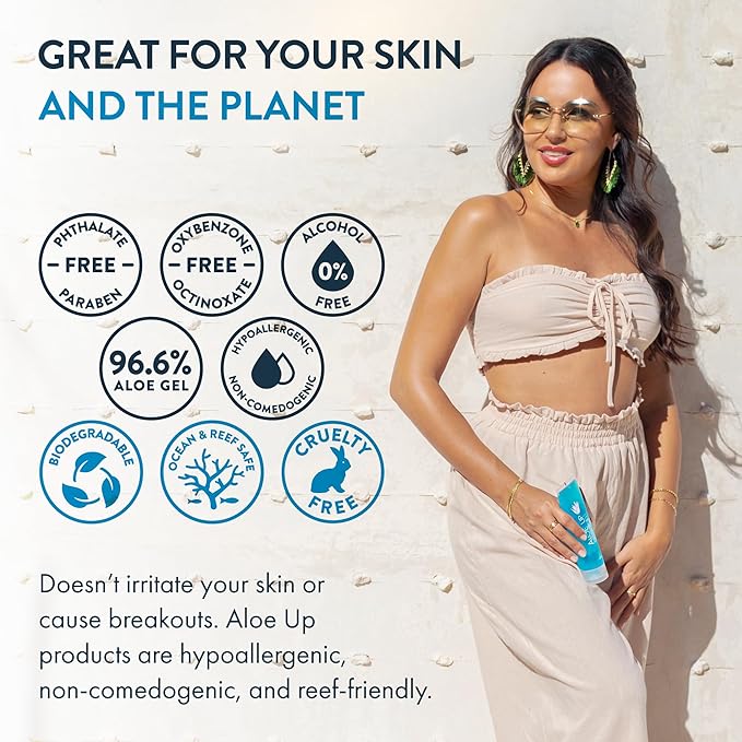 ALOE UP Ice Sunburn Relief Jelly - Pure Aloe Vera Gel Sunburn Relief for Adults & Kids, Aloe Vera Gel Face & Body, Natural Cruelty-Free Aloe Gel, Aloe Vera Gel Skin Lotion - 4 Oz (2pack)-VivaGrace Women