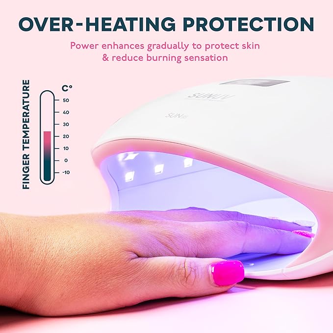 SUNUV LED UV Nail Light, UV Lamp for Gel Nails Polish with 4 Timer Settings, LCD Display Removable Base, SUN4S Pink-VivaGrace Women