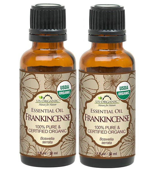 US Organic 100% Pure Frankincense Essential Oil, USDA Certified Organic, Steam Distilled, Boswellia serrata, Origin_India, Use Topically or in Diffuser (30 ml, Value 2Pack)-VivaGrace Women