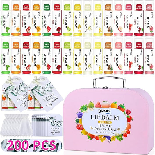 DMSKY 200 Pack Lip Balm, Natural Lip Balm Bulk with Vitamin E and Coconut Oil, Moisturizing Soothing Chapped Lips, Gifts for Women Stocking Stuffers Party Favors-VivaGrace Women
