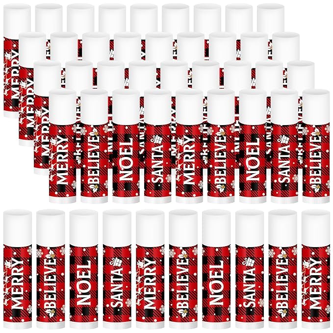 Sosation 80 Pcs Christmas Flavored Lip Balm Bulk Holiday Christmas Stocking Gift Set Celebrate Lip Balm Stick Beauty Lip Care-VivaGrace Women