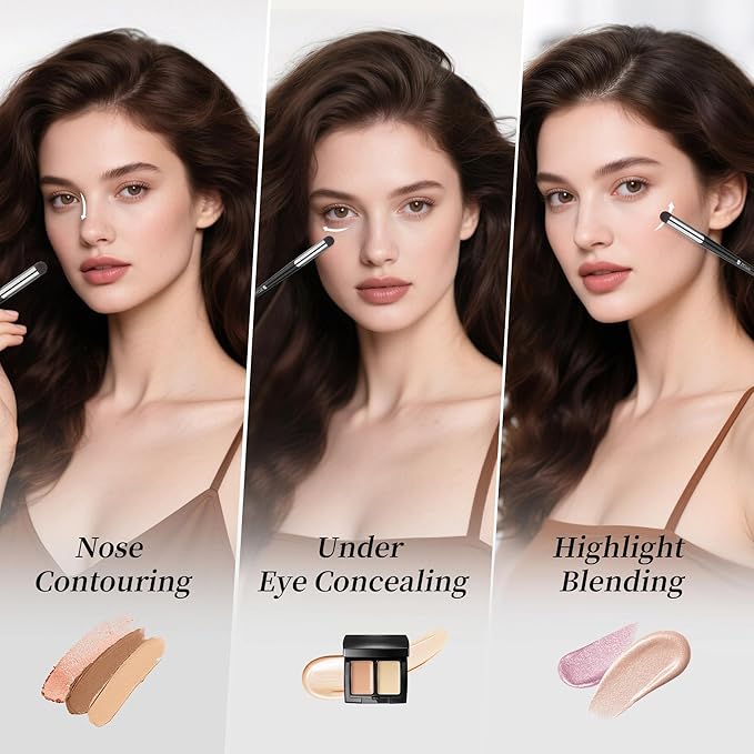 DUcare Tapered Small Concealer Brush Under Eye, Nose Contour Brush Mini Makeup Brushes Ideal for Liquid, Cream, and Powder Concealer(V03)-VivaGrace Women